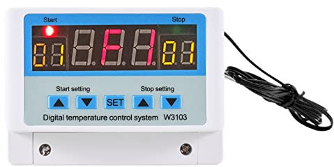 Temperaturregler, 5 Einfach zu Bedienende Tasten mit LED-Anzeige, Reptilien-Thermostat, Digitaler Temperaturregler, Temperaturregler (10 A und 24 V Gleichstrom)