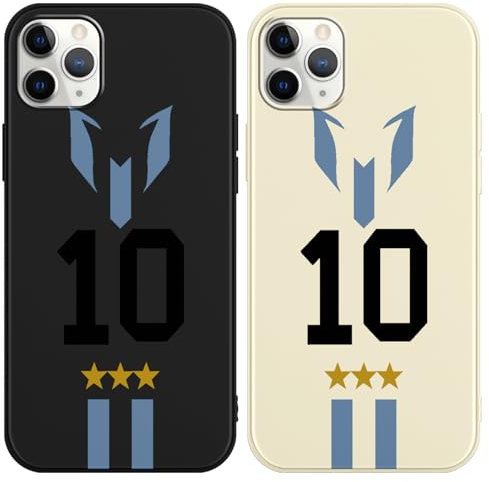 nurkorki 2 Stück Fußball Handyhülle für iPhone 13 iPhone 14 6.1, Silikon Weich TPU Schutzhülle mit Fußballspieler Soccer Star 10 Design Muster, Stoßfest Kratzfest Bumper Case
