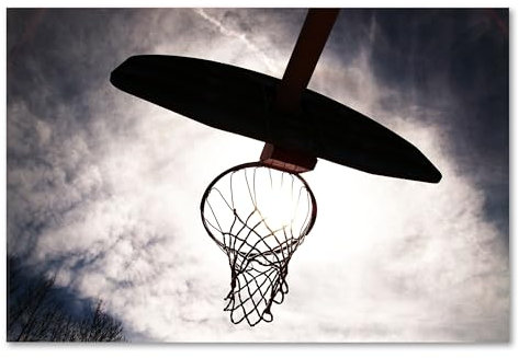 Postereck - 0507 - Basketball, Korb Wolken NBA Sport Spielen - Wandposter Fotoposter Bilder Wandbild Wandbilder - Poster - 3:2-91,0 cm x 61,0 cm