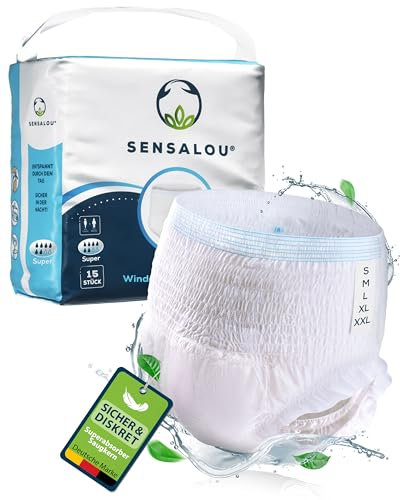 Sensalou Lot de 15 couches pour adultes, pour femmes et hommes, pour personnes âgées, taille M, 15 pièces