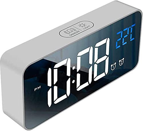 BSLHLS Despertador Digital, con Pantalla de Tiempo LED electrónica, 12/24H, detección de Temperatura, Relojes eléctricos for Dormitorio, cabecera/6078