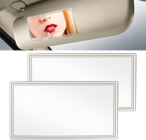 keyxer 2 PCS Auto Kosmetikspiegel Sonnenblende Spiegel, Selbstklebender Schminkspiegel, Tragbarer Sonnenschutz, Auto-Visier Sitzrücken Für Sonnenblende 15 * 8cm