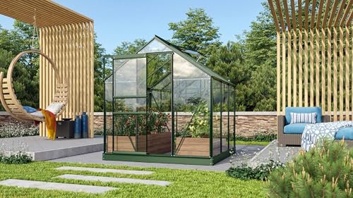 Vitavia Gewächshaus Venus 3800, smaragd grün, 3,8 m², 3 mm ESG | Wetterfestes & stabiles Treibhaus | Perfekt für Gemüse & Pflanzen | Robust & langlebig