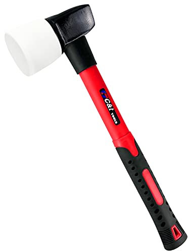 C&T White Rubber Flooring Mallet with Replaceable Head,Non-Marring Head, Fiberglass Handle, 1 Replacement head