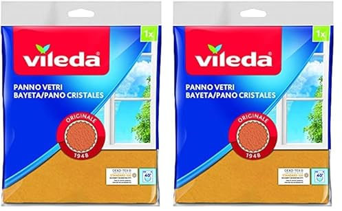 Vileda 119,680 141335 Klassisches und traditionelles Fenstertuch, Sonstiges, Mehrfarbig, 20x24x0.2 cm (Packung mit 2)