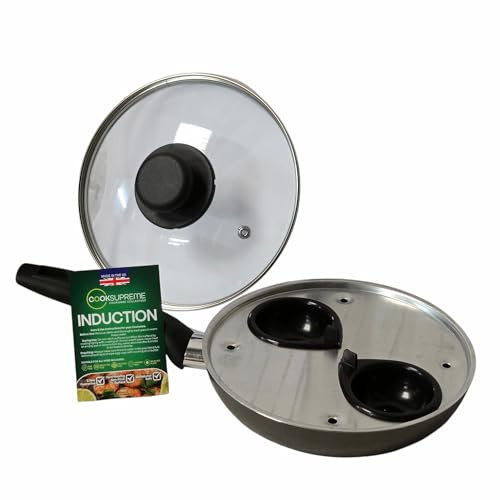 COOKSUPREME Induction 2 cup Egg Poacher, Non-Stick, 20 cm Made in UK WIth Soft Touch Handle