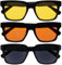 OPULIZE ERA Lunettes de soleil femme et homme - Verres Jaunes/Orange/Noirs - Lot de 3 - Anti-éblouissement Anti-Reflet - Lunettes de soleil polarisées UV400 - Lunettes surdimensionnées - Noir