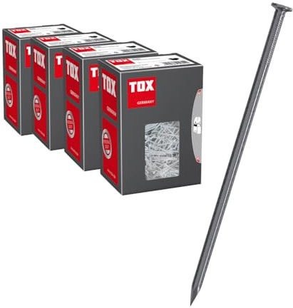 TOX Drahtstifte Nails in 4 Größen mit Senkkopf, Set für einfache Holzverbindungen und ebene Flächen - 2,0x40 / 2,2x50 / 2,5x60 / 3,1x70 mm - blanker Stahl, jeweils 400 g im Karton, 063909005