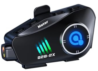 Fangxuee Auriculares para de Motocicleta Q28-2X con WiFi y Bluetooth, Grabadora de Conducción HD 1080P y Cámara Inalámbrica para Grabación de Llamadas y Videos, B