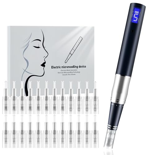 Rouclo Microneedling Pen mit LCD-Display,Dermapen,5-stufige Geschwindigkeitsregelung,Micro Needling Set,enthält 24 Nadeln,Derma Pen für Microneedling，Professioneller Elektrischer Dermapen