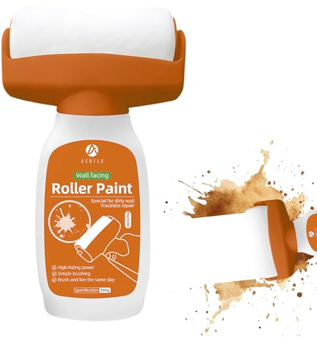 500G Vernice Bianca Muro Interno, 2 in 1 Piccola Spazzola Per Rullo Da Parete Con Pasta Di Riparazione Da Parete, Mini Rullo per Ritocchi Paretes, per Piccole Riparazioni Domestiche