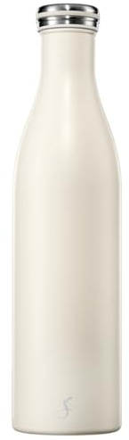 Lurch Isolierflasche/Thermoflasche für heiße und kalte Getränke aus doppelwandigem Edelstahl 1 l, ivory creme weiß