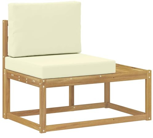 vidaXL Outdoor End Sofa Weiß 91 x 63 x 73 cm Massivholz Akazie, Moderne, wetterfeste Gartenmöbel, vielseitige Entspannung, Akazienholz, gemütliches Draußenleben