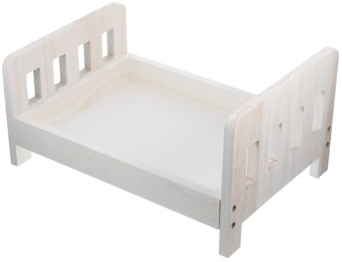 POPETPOP Wood Mini Bed Photography Prop for Newborns, Smooth Wooden Material with Excellent Durability, Adorable Vintage Design for Newborn and Maternity Photography Sessions