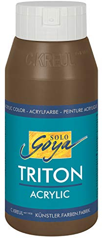 KREUL 17016 - Solo Goya Triton Acrylfarbe havannabraun, 750 ml Flasche, schnell und matt trocknend, Farbe auf Wasserbasis, in Studioqualität, vielseitig einsetzbar, gut deckend und ergiebig