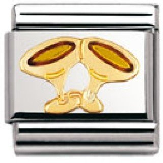 Nomination Composable Classic Fun Champagne Glass Stainless Steel, Enamel and 18K Gold