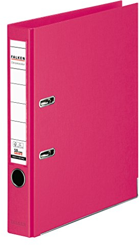 Original Falken Chromocolor Premium-Ordner. Made in Germany. Kunststoffbezug außen und innen 5 cm breit DIN A4 Pastell-Farbe pink Ringordner Aktenordner Briefordner Büroordner Plastikordner