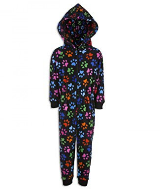 Camille Childrens Super Soft Fleece Onesie - Hooded All in One - Long Sleeved and Full Length with Elasticated Cuffs and Ankles