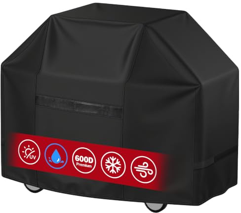 iCOVER Grillabdeckung, 82 Zoll BBQ Grill Abdeckung für Outdoor Grill, 600D Heavy Duty Wasserdicht BBQ Abdeckung, Fade Resistant Barbecue Cover, Große Gasgrill Abdeckungen für Weber, Charbroil
