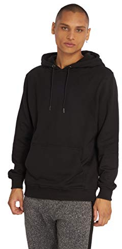 Urban Classics Herren Kapuzenpullover Basic Sweat Hoodie, einfarbiger Kapuzensweater mit Känguru Tasche, Kapuze verstellbar - Farbe Black, Größe L TB1592
