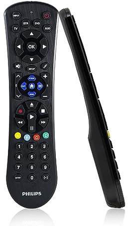 Philips Universal Remote Control for Samsung, Vizio, LG, Sony, Sharp, Roku, Apple TV, RCA, Panasonic, Smart TVs, Streaming Players, Blu-ray, DVD, Simple Setup, 4-Device, Black, SRP9243B/27