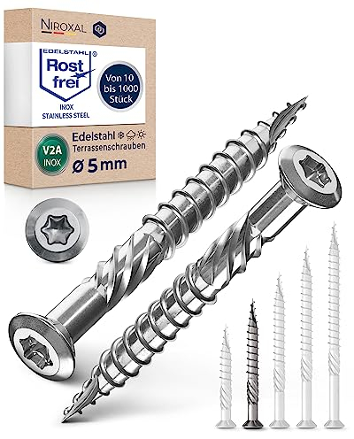Terrassenschrauben 5x50 Edelstahl A2 Linsenkopfschrauben Torx Schrauben 5mm stark 200 Stück Holzschrauben Torx 50mm lang Edelstahlschrauben Holz