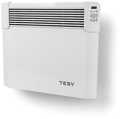 Tesy CN04 Electric Wall Heater With Thermostat, 24/7 Timer Clock, LOT 20 Compliant, Splash Proof, IP24 Safe For Bathrooms, 1000W (Heats Up To 12m2 Room Space) (500W)