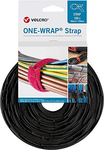 Velcro® One Wrap® Strap Cable Ties 20 mm x 200 mm Pack of 100 Black
