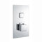 ENKI, Milan, TSV001, Thermostatic Concealed Shower Valve with Push Button, Twin Square Taps with Single Outlet, Modern Shower Valve, Chrome