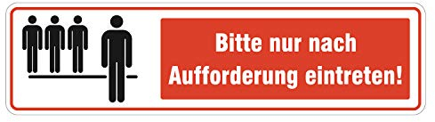 Bitte nur nach Aufforderung eintreten Aufkleber 15x4cm - Nur nach Aufforderung hereingehen Sticker Supermarkt Geschäft Lokal Betrieb Firma wetterfest