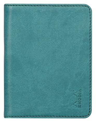 Rhodia 211004C - Mappe für Block oder Notizheft Rhodiarama - N°11, für DIN A7 (7,4x10,5 cm) 9,5x12,5 cm, elegant und praktisch, Pfaugrün, 1 Stück