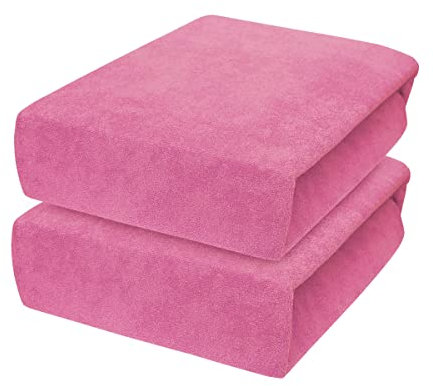 2 x Lenzuolo con angoli in spugna per lettino da 160 x 70 cm (rosa)