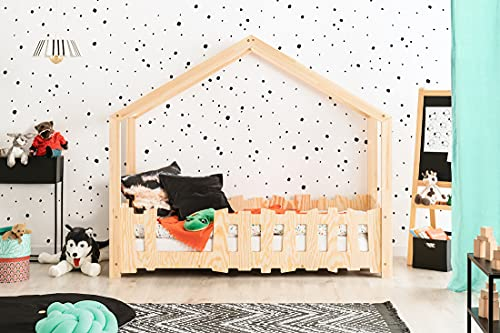 Kinderbett Hausbett, Kinderbett, Montessori-Bett, Jungenbett, Kindermöbel, Kleinkinderbett mit Lattenrost… (90x180 cm)