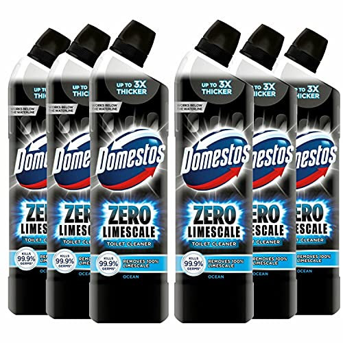 Domestos Zero Limescale Ocean Antibact Toilet Gel, 6 Packs of 750ml, Removes Dirt and Gives Zero LimeScale! Grab it Now to Keep Your Toilet Clean and Fresh!