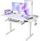 FEZIBO Height Adjustable Electric Standing Desk with Keyboard Tray, 120 x 60 cm Sit Stand up Desk with Splice Board, White Frame/White Top
