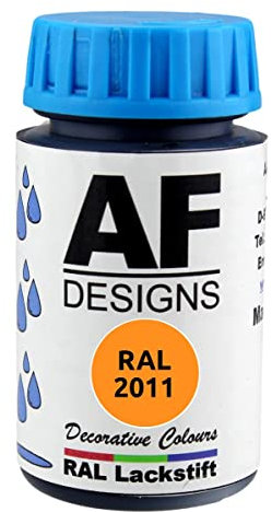 Alex Flittner Designs Pennarello a vernice RAL 2011, colore arancione intenso, opaco, 50 ml, legno e metallo, per mobili da bagno, vernice di riparazione