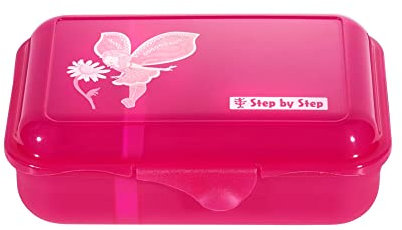 Step by Step Lunchbox „Fairy Freya“, mit Trennwand und Klickverschluss, spülmaschinenfest, BPA-frei, für Schule und Kindergarten, 0,9L, rosa