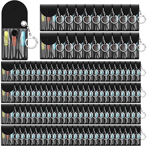 Jutom 120 Set Mini Screwdriver Keychain Set Bulk Includes 3 Mini Screwdrivers in a Portable Pouch with Snap with Hook Bulk Adult Men Employee Coworkers Gifts for Birthday Tool Party Favors Prize