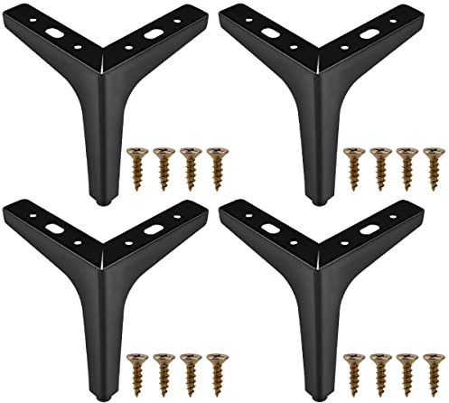 DODUOS 4 Stück Möbelfüße Schwarz Metall, 15cm Metall Möbelfüße Belastung Bis 500 KG Sofafüße Schwarz Mit Schrauben, Tv Lowboard Möbelfüsse, Schrankfüße für Schrank, TV-Schränke, Schubladen, Nachttisch