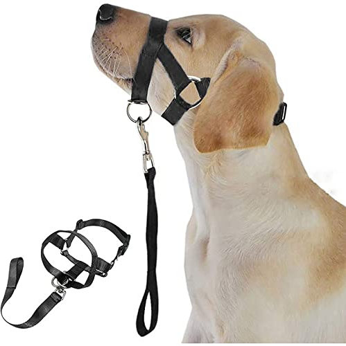 WUDQIJI Ausbildungsgeschirr Hundehalfter Haustier Maulkorb Für Hunde Maulkorb Hunde Trainingsmaulkorb Hund Maulkorb Schwarz Hundemundschutz Training Halter verhindert Bellen Beißen und Kauen (XL)