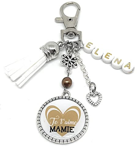 Cadeau Mamie, Porte clés Mamie avec prénom, Je t'aime Mamie, porte clés lettre prénom, porte clés personnalisable