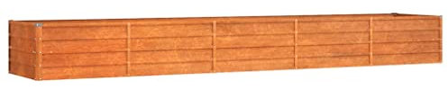 vidaXL Lit Surélevé de Jardin, Jardinière d'Extérieur, Pot de Fleurs, Bac à Plantes, Boîte de Plantation Balcon Patio, 400x80x45 cm Rouillé Acier Corten