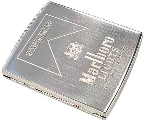Zigarettenetui Metall 20 Zigaretten mit Gravur und Motiv für Herren Damen Zigarettenbox Silber-B