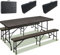 IZTOSS Table Camping Pliante Exterieur Plastique,Rectangulaire,180CM,Noir (Table+Bancs)