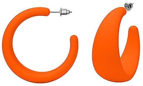 Soul-Cats 1 Paar Kunststoff Creolen Acryl Ohrstecker Ohrringe Hoops Retro, Farbe:orange