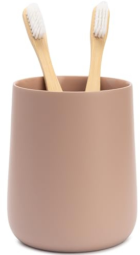 Yew Design Porte-brosses à Dents et Dentifrice avec gobelet, Rose Poudré/Mauve Mat, pour Salle de Bain et comptoir – Organiseur Rond pour brosses à Dents électriques, Fil Dentaire, rasoirs, de Bouche