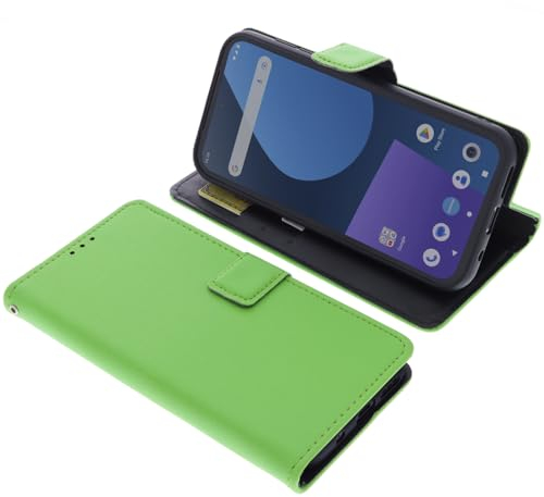 foto-kontor Tasche kompatibel mit Fairphone 5 Schutzhülle grün Book Style Case Handy Schutz Hülle Buch Wallet Handyhülle Cover Klapphülle Ständer Handytasche