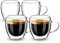 Esilihom 4 Pack Double Walled Coffee Glasses Mugs, 250ml Cappuccino Latte Macchiato Glasses Cups with Handle, Heat Resistant Borosilicate Glasses Cup for Coffee Tea Milk Juice Ice Cream