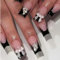 Goiern press on nails lang,Extra Long Clear Fake Nails Square Acrylic fake nägel French,künstliche nägel Für Frauen und Mädchen, schwarz