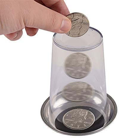 Visual Coin Thru Glass Magic Tricks Coin Into Cup Penetrate Magic Accessories Close Up Stage Illusions Gimmicks Mentalism Props